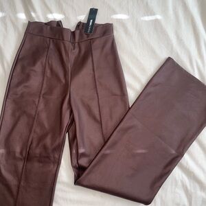 brown leather pants